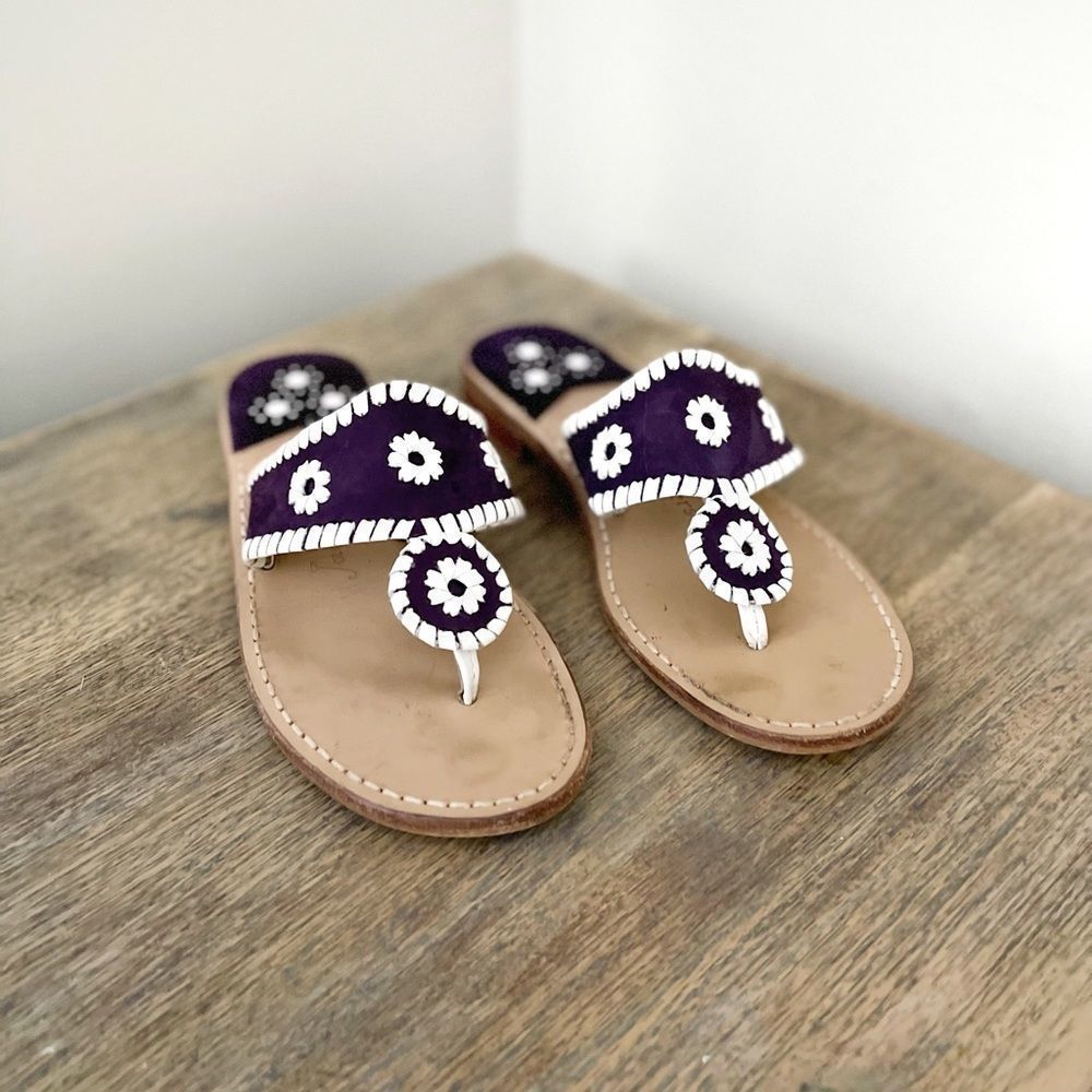 Jack Rogers Whipstitch Thong Sandals Purple preowned size 8